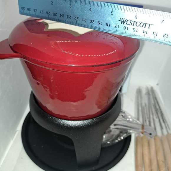 COPY - New Crofton HEAVY DUTY & LARGE PARTY Cast Iron Fondue 11 Piece Set Red - Picture 3 of 7
